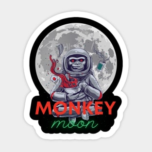 Monkey moon in space moon background Sticker